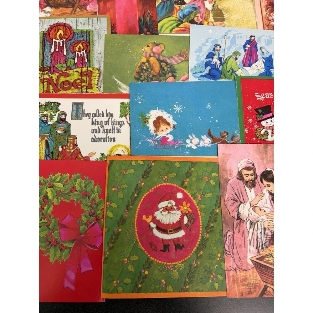 Vintage MCM Christmas Cards Fronts ONLY Mid Century Scrapbooking Crafts 50+